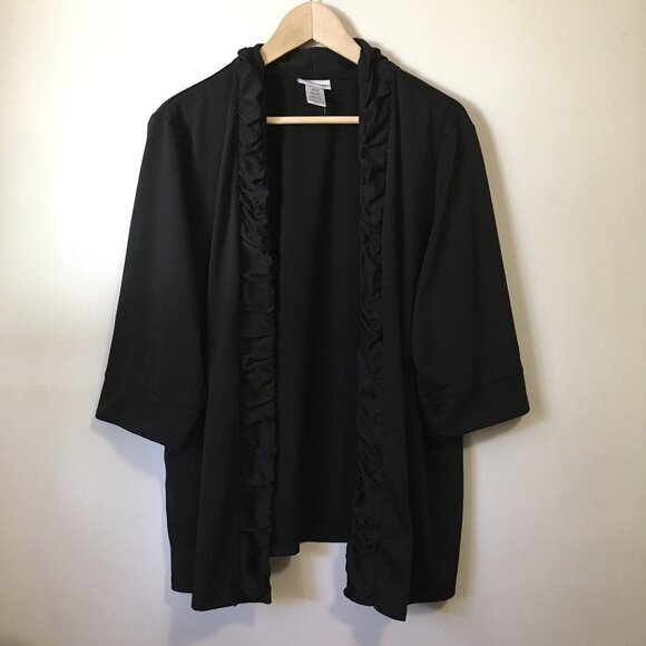 Black Gothic Maestro Ruffled Hem Open Cardigan - Picture 1 of 16
